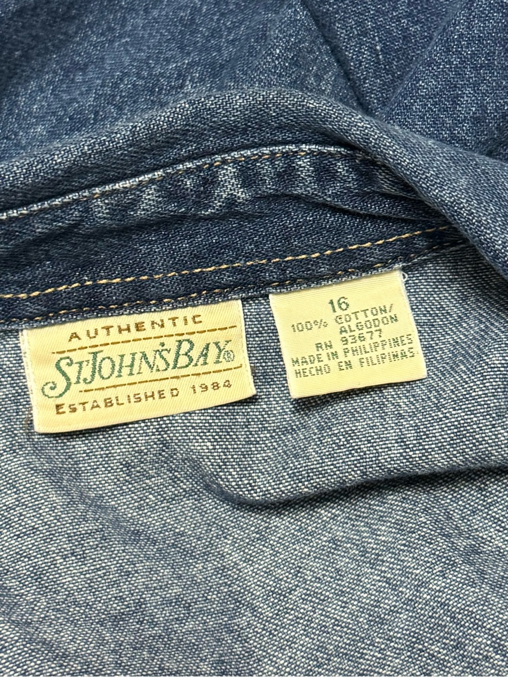 Vintage St. John's Bay Denim Button-Front Midi Dress Country Cowgirl Western - Picture 3 of 8